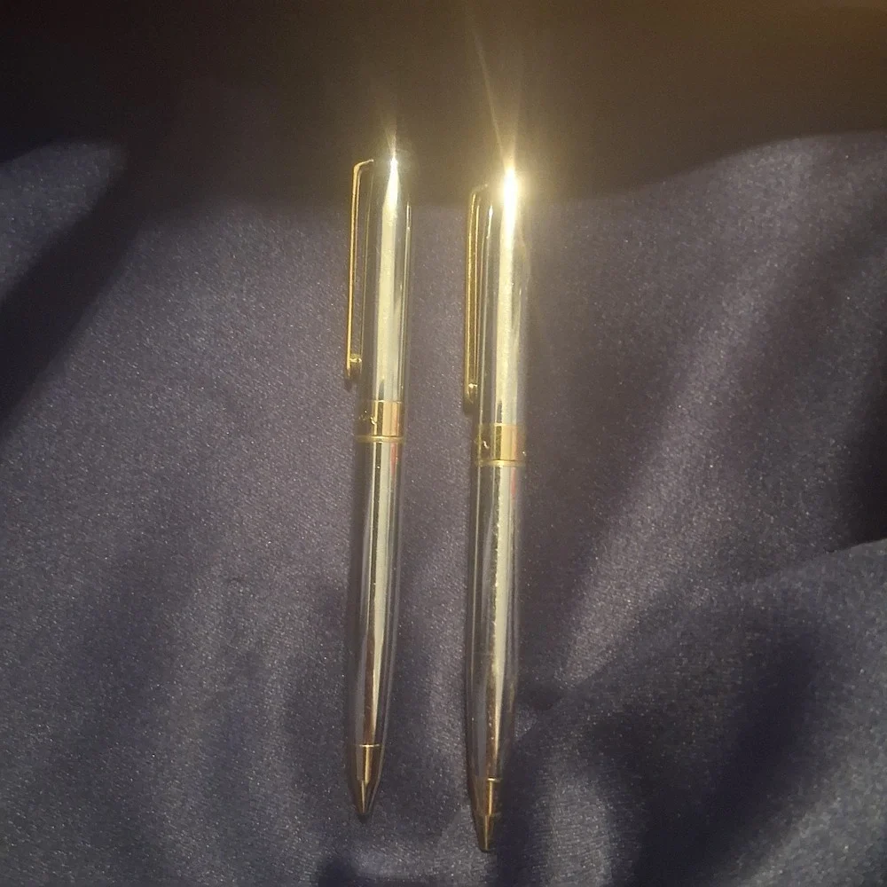 Vintage Pierre Cardin Silver & 18k Gold Plated Ballpoint Pen and Pencil Set